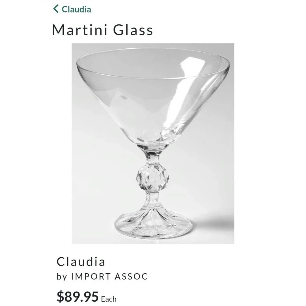 Set Of 4 IMPORT ASSOC Claudia Martini Glasses Rare Goblets Clear 5.3